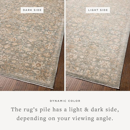 Loloi Chris Loves Julia Palma Collection PLM-05 Blue/Natural 3'-6" x 5'-6" Accent Rug Vintage Style Boho Living Room Bedroom Carpet