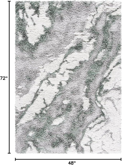 SAFAVIEH Horizon Shag Collection Accent Rug - 4' x 6', Grey & Green, Non-Shedding & Easy Care, 2.6-inch Thick Ideal for High Traffic Areas in Entryway, Living Room, Bedroom (HZN890Y)