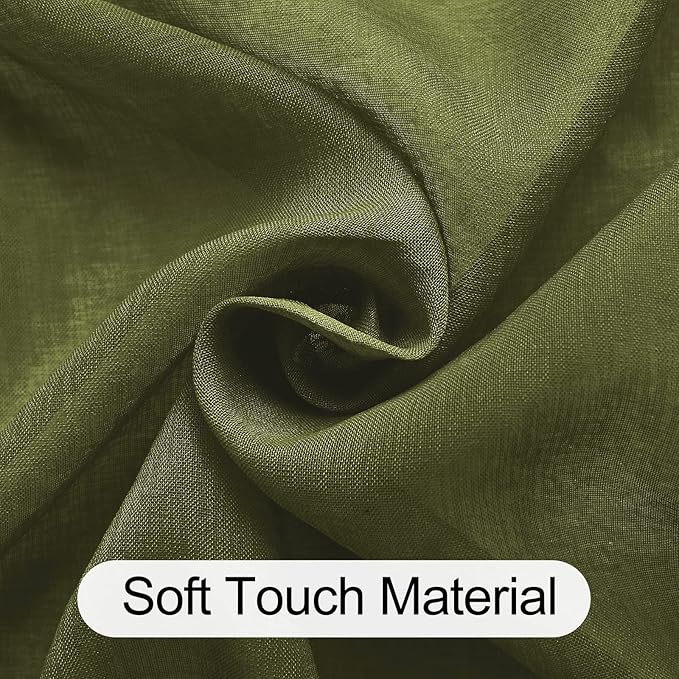 XWZO Sheer Curtains 84 Inches Length 2 Panels for Bedroom, Grommet Light Filtering Semi Transparent Voile Window Curtains for Living Room, Basement with Tiebacks, Olive Green, 52 x 84 Inches Long