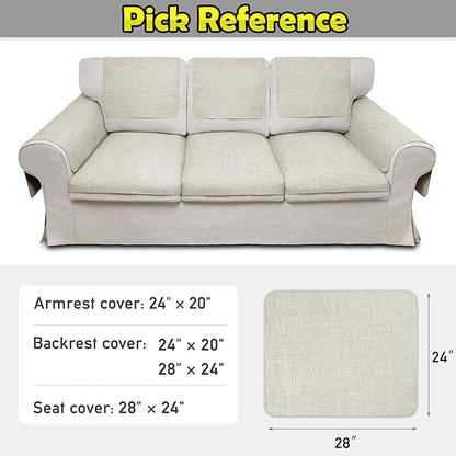 Couch Arm Covers, Waterproof Armrest Cover for Sofa, Armchair, Loveseat, Non-Slip Recliner Arm Cover, Sofa Arm Covers, Headrest Covers, Arm Chair Covers Set of 2 (Cream White, 28"×24")