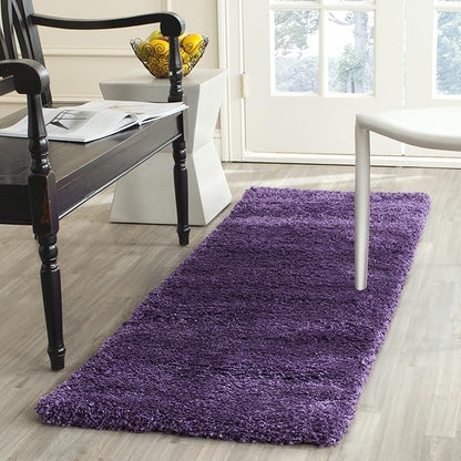 SAFAVIEH Milan Shag Collection Runner Rug - 2' x 22', Purple, Solid Design, Non-Shedding & Easy Care, 2-inch Thick Ideal for High Traffic Areas in Living Room, Bedroom (SG180-7373)
