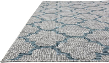 Unique Loom Outdoor Trellis Collection Area Rug (9' x 12' Rectangle, Gray/ Ivory)