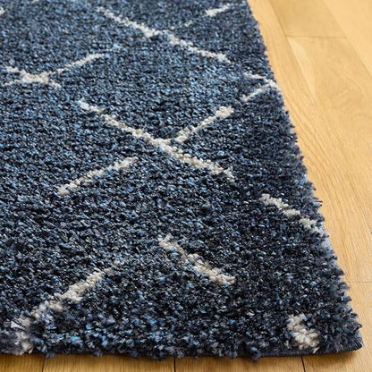 SAFAVIEH Arizona Shag Collection Area Rug - 5'1" x 7'6", Slate Blue & Ivory, Moroccan Boho Design, Non-Shedding & Easy to Clean, Ideal for Living Room, Bedroom, Dining Space (ASG743L)