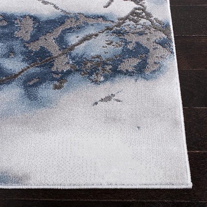 SAFAVIEH Craft Collection Runner Rug - 2'3" x 14', Grey & Blue, Modern Abstract Design, Non-Shedding & Easy Care, Ideal for High Traffic Areas in Living Room, Bedroom (CFT877L)