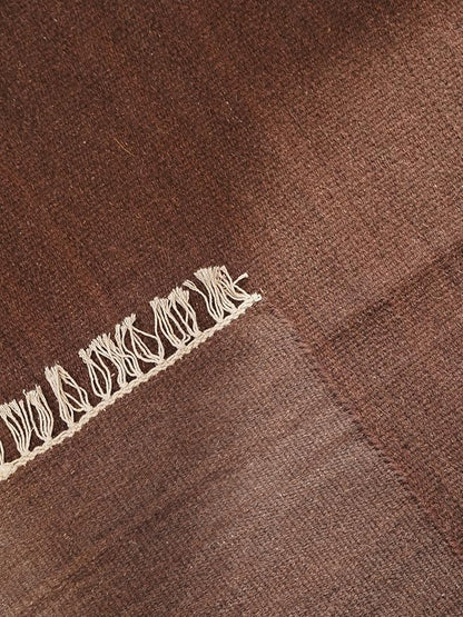 Rugsotic Carpets Hand Woven Flat Weave Kilim Wool 5'x8' Area Rug Solid Dark Brown D00111