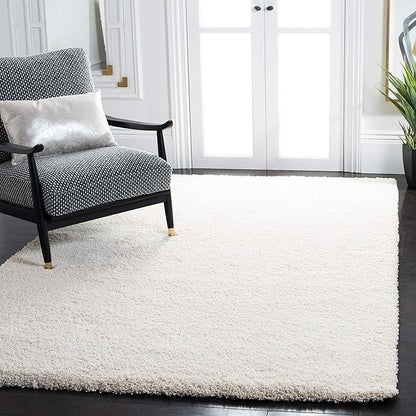SAFAVIEH Milan Shag Collection 3' Square Ivory SG180 Solid Non-Shedding Living Room Bedroom Dining Room Entryway Plush 2-inch Thick Area Rug