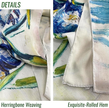 Artist Oil Painting Wraps 51"x51" Cashmere-Soft Art Pashmina Luxury Rolled Hem Women Large Travel Blanket Shawl