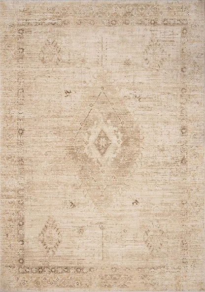 Loloi Chris Loves Julia Palma Collection PLM-06 Natural/Smoke 11'-6" x 15'-7" Fringe Area Rug Vintage Style Boho Living Room Bedroom Carpet