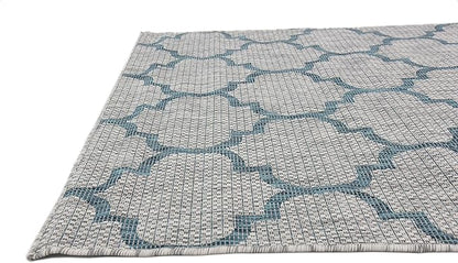Unique Loom Outdoor Trellis Collection Area Rug (4' 1" x 6' 1" Rectangle, Gray/ Ivory)