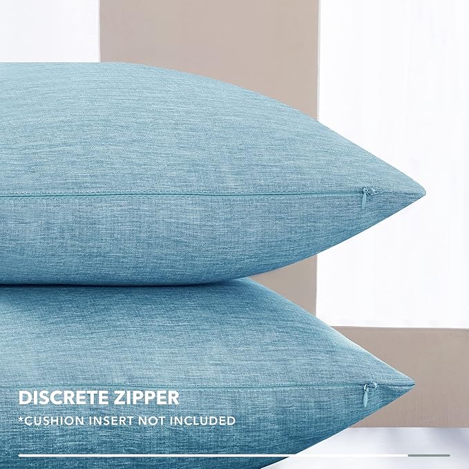 Deconovo Decorative Throw Pillow Covers - Set of 4 Soft Linen Cushion Covers, 20x20 Inch, Green & Machine Washable Pillowcases for Sofa, Bedroom, Living Room Décor, Coral Green,COVERS ONLY, No Inserts