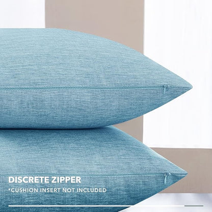 Deconovo Decorative Throw Pillow Covers - Set of 4 Soft Linen Cushion Covers, 20x20 Inch, Green & Machine Washable Pillowcases for Sofa, Bedroom, Living Room Décor, Coral Green,COVERS ONLY, No Inserts
