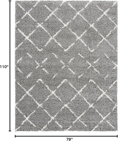 SAFAVIEH Arizona Shag Collection Area Rug - 6'7" x 9'2", Brown & Ivory, Moroccan Design, Non-Shedding & Easy to Clean, Ideal for Living Room, Bedroom, Dining Space (ASG743B)