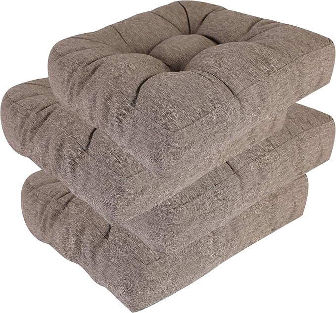 RACE LEAF Patio Chair Cushions 17x17 4 Pack, Heavy Duty Memory Foam Outdoor Cushions Water Resistant Non-Slip Bottom Tufted (Brown)
