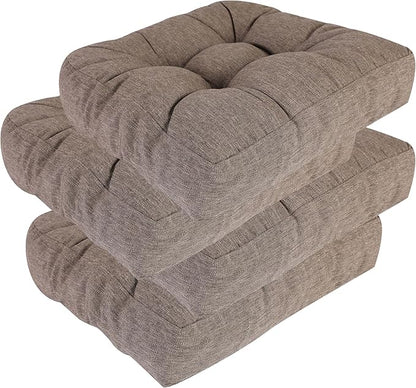 RACE LEAF Patio Chair Cushions 17x17 4 Pack, Heavy Duty Memory Foam Outdoor Cushions Water Resistant Non-Slip Bottom Tufted (Brown)
