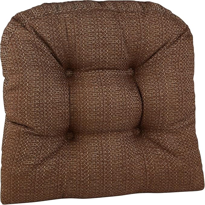 Klear Vu Gripper Overstuffed Universal Non-Slip Dining Chair Cushions for Kitchen Decor or Office Use, U-Shaped Skid-Proof Seat Pad, 17x17 Inches, 2 Count (Pack of 1), Honeycomb Chocolate Brown