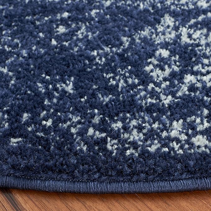 SAFAVIEH Adirondack Collection Area Rug - 6' Round, Navy & Ivory, Distressed Vintage Floral Design, Non-Shedding & Easy to Clean, Ideal for Living Room, Bedroom, Dining Space (ADR109N)