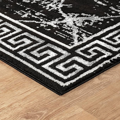 GLORY RUGS Area Rugs Marble 4x5 Black Gray Carpet Modern Abstract Rug Living Room Dining Bedroom Rug