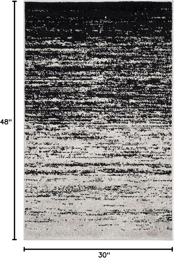 SAFAVIEH Adirondack Collection Accent Rug - 2'6" x 4', Silver & Black, Modern Ombre Design, Non Shedding & Easy to Clean, Ideal for Front Door, Kitchen, Entryway, Accent Space (ADR113A)