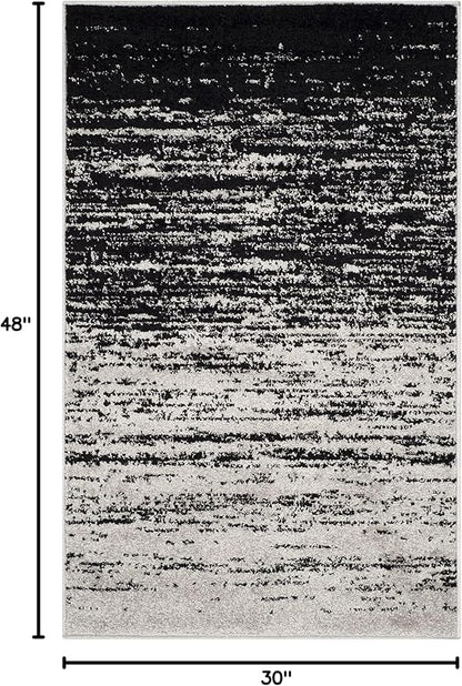 SAFAVIEH Adirondack Collection Accent Rug - 2'6" x 4', Silver & Black, Modern Ombre Design, Non Shedding & Easy to Clean, Ideal for Front Door, Kitchen, Entryway, Accent Space (ADR113A)