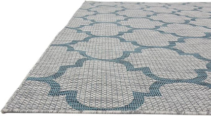 Unique Loom Outdoor Trellis Collection Area Rug (8' x 11' 4" Rectangle, Gray/ Ivory)