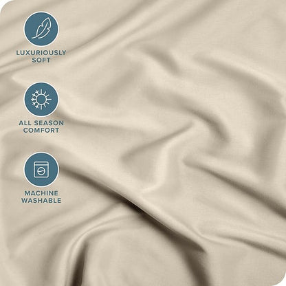 Bare Home Fitted Bottom Sheet Queen Size - Premium 1800 Microfiber - Ultra-Soft Hotel Luxury - Deep Pocket - Durable and Long Lasting - Fitted Sheet (Queen, Sand)