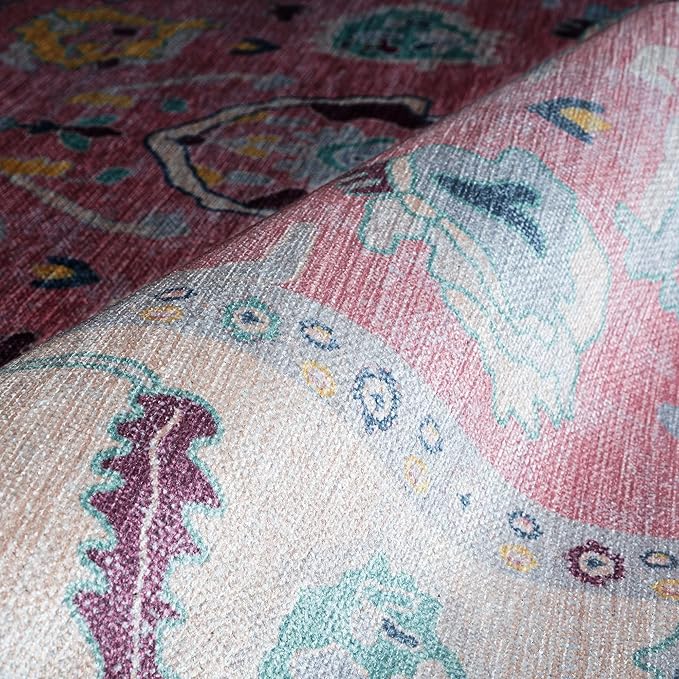 Fame Rugs Pink Modern Oushak Rug 2'6"x13, Vintage Turkish Colorful Oriental Antique Inspired Long Runner Rugs, Luxury Living Room Bedroom (385PB, 2'6" x 13')