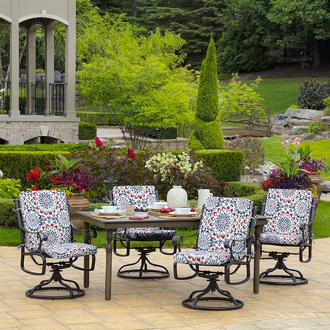 Arden Outdoor Midback Chair Cushion, 18 x 16.5, Clark Blue