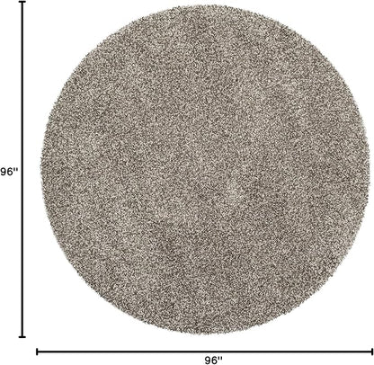SAFAVIEH Milan Shag Collection 8' Round Grey SG180 Solid Non-Shedding Living Room Bedroom Dining Room Entryway Plush 2-inch Thick Area Rug