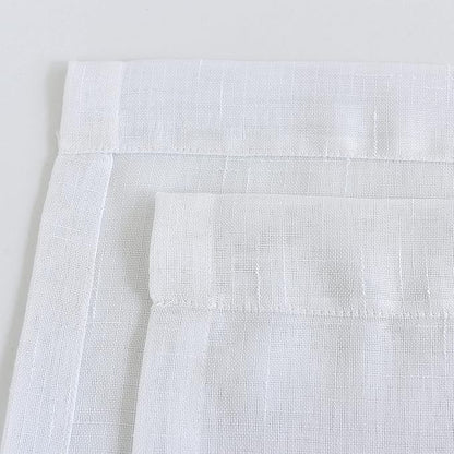 Sheer Curtains Faux Linen Semi Voile Light Filtering Drapes Pair for Bedroom Living Room, Set of 2 Grommet Top Window Curtain Panels (Each 54 x 63 Inch, White)