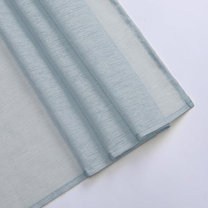 DONREN Sheer Canopy Bed Curtains Panels- Elegant Solid Voile Sheer Valance Topper Long Window Treatment Scarf for Villa/Cottage (1 Pcs, Dusty Blue, W34 x L216 Inch)