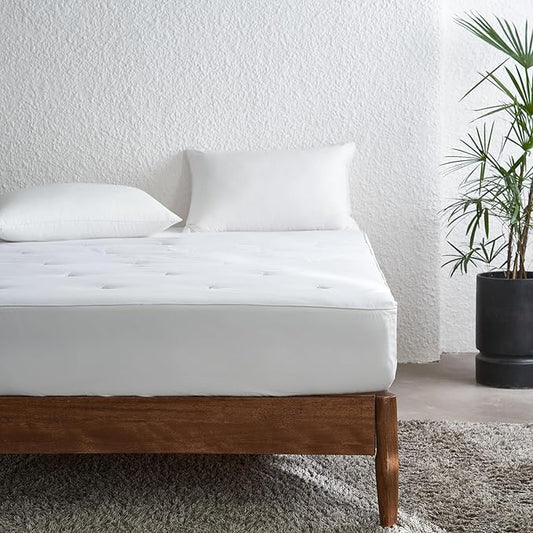 Simple&Opulence Cooling Quilted Mattress Pad – Fitted Sheet Mattress Protector Cover with Elastic Corners, Soft & Breathable, 16 Inch Deep Pocket (White,Full)