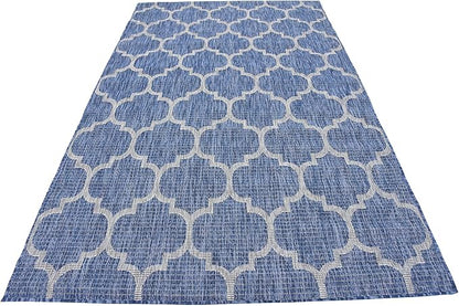 Unique Loom Outdoor Trellis Collection Area Rug (5' 3" x 8' Rectangle, Navy Blue/ Ivory)