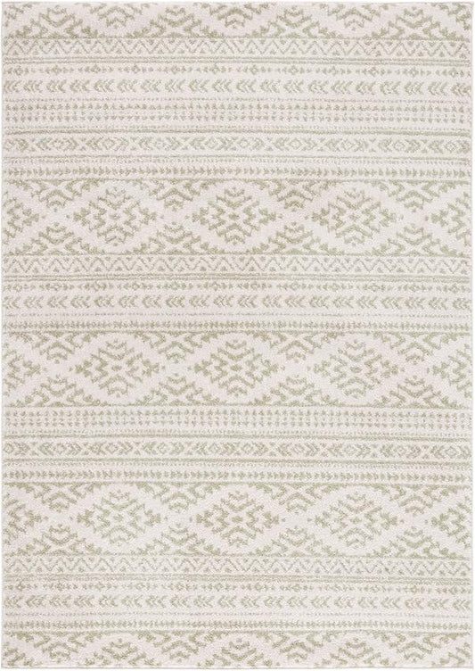 SAFAVIEH Area Rug 6x9 - Tulum Collection - Ivory & Sage, Moroccan Boho Tribal Design, Non-Shedding & Easy to Clean, Ideal for Living Room, Bedroom, Dining Space (TUL272H)