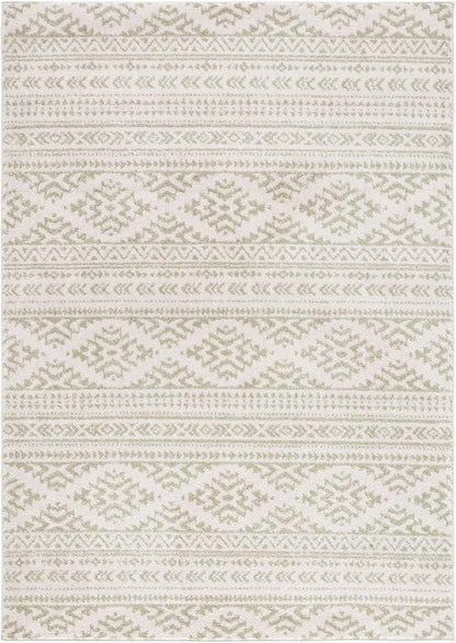 SAFAVIEH Tulum Collection Area Rug - 5'3" x 7'6", Ivory & Sage, Moroccan Boho Tribal Design, Non-Shedding & Easy to Clean, Ideal for Living Room, Bedroom, Dining Space (TUL272H)
