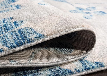 SAFAVIEH Evoke Collection 2'2" x 11' Grey/Light Blue EVK236J Floral Non-Shedding Living Room Bedroom Runner Rug