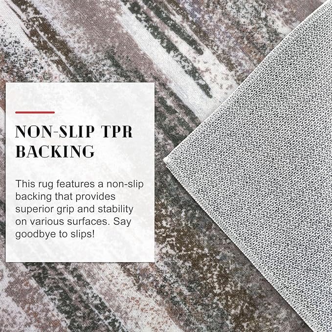Modern Abstract Runner Rug 2x6, Dark Light Brown White Washable Kitchen Runner Non-Slip Soft Hallway Rug Runner Thin Print Faux Wool Carpet for Entryway Bedroom Laundry Room Indoor Home Decor