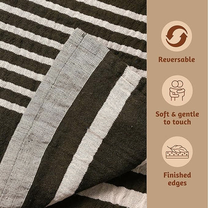 Folkulture 50" x 60" 100% Recycled Cotton Couch Blanket and Throws for Chair, Bed or Sofa, Green Throws for Home Decor