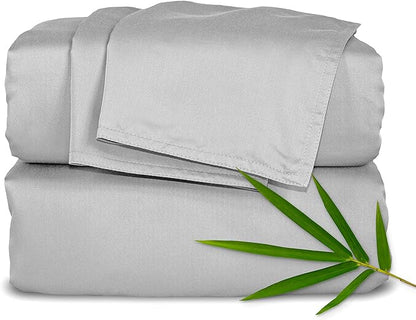 Pure Bamboo King Sheets, Genuine 100% Organic Viscose Derived from Bamboo Bed Sheet Set, Luxuriously Soft & Cooling, Double Stitching, 2 Year Quality Promise (King, Silver Pearl)