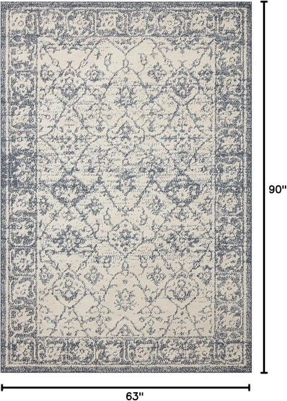 Loloi Magnolia Home by Joanna Gaines Gigi Collection GIG-02 Ivory/Blue 5'-3" x 7'-6" Area Rug