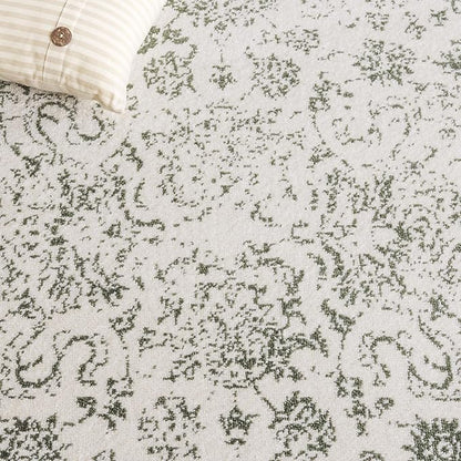 SAFAVIEH Area Rug 8x10 - Adirondack Collection - Large - Ivory & Dark Green, Distressed Vintage Floral Design, Non-Shedding & Easy to Clean, Ideal for Living Room, Bedroom, Dining Space (ADR109X)