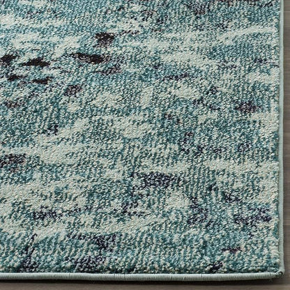 SAFAVIEH Monaco Collection Accent Rug - 4' x 5'7", Light Blue & Multi, Abstract Watercolor Design, Non-Shedding & Easy Care, Ideal for High Traffic Areas in Entryway, Living Room, Bedroom (MNC225J)