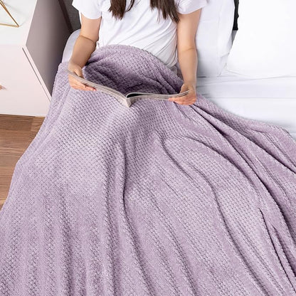PAVILIA Lavender Purple Throw Blanket for Couch, Twin Bed, Soft Fleece Throws for Sofa Chair, Fuzzy Waffle Textured Blanket, Cozy Warm Lightweight All Season Blanket Throw, 60x80
