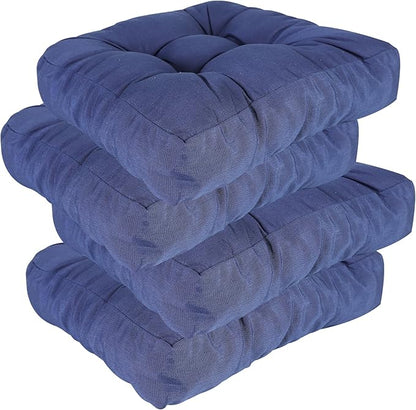 RACE LEAF 4 Pack 19x19 Patio Chair Cushions, Waterproof Memory Foam Cushions with Tufted Cover and Non-Slip Base (Navy)