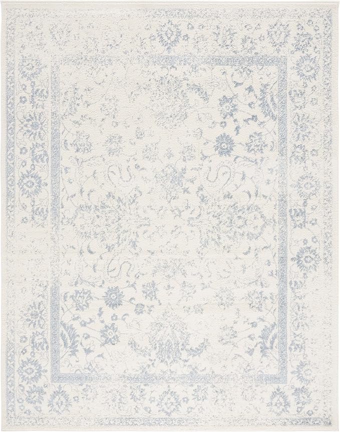 SAFAVIEH Area Rug 12x18 - Adirondack Collection - Large - Ivory & Slate, Distressed Vintage Floral Design, Non-Shedding & Easy to Clean, Ideal for Living Room, Bedroom, Dining Space (ADR109S)