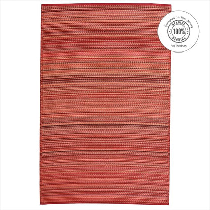 Fab Habitat Outdoor Rug - Waterproof, Fade Resistant, Crease-Free - Premium Recycled Plastic - Striped - Porch, Deck, Balcony, Mudroom, Laundry Room, Patio - Cancun - Sunset - 3 x 5 ft