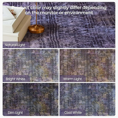Kokia Abstract Area Rugs Washable Indoor 6x9 Rug Boho Distressed Retro Low Pile Non-Slip Non-Shedding Black Gray Carpet Bedroom Living Room Dining Room, Oslo Nebula