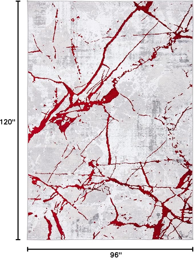 SAFAVIEH Area Rug 8x10 - Amelia Collection - Large - Grey & Red, Modern Design, Non-Shedding & Easy Cleaning, Ideal for Living Room, Bedroom, Office, Dining Space (ALA293L)