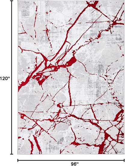 SAFAVIEH Area Rug 8x10 - Amelia Collection - Large - Grey & Red, Modern Design, Non-Shedding & Easy Cleaning, Ideal for Living Room, Bedroom, Office, Dining Space (ALA293L)