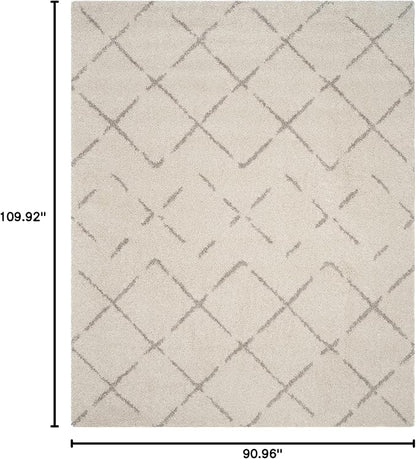 SAFAVIEH Arizona Shag Collection Area Rug - 6'7" x 9'2", Ivory & Beige, Moroccan Boho Design, Non-Shedding & Easy to Clean, Ideal for Living Room, Bedroom, Dining Space (ASG743A)