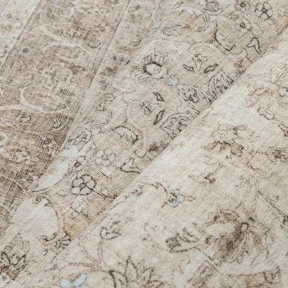 Beige Area Rug 4x5 Washable Office Entryway Vintage Carpet Low Pile Non Slip Distressed Door Mat Soft Traditional Retro Oriental Small Accent Throw Rug Kitchen Bedroom Bathroom Dining Room